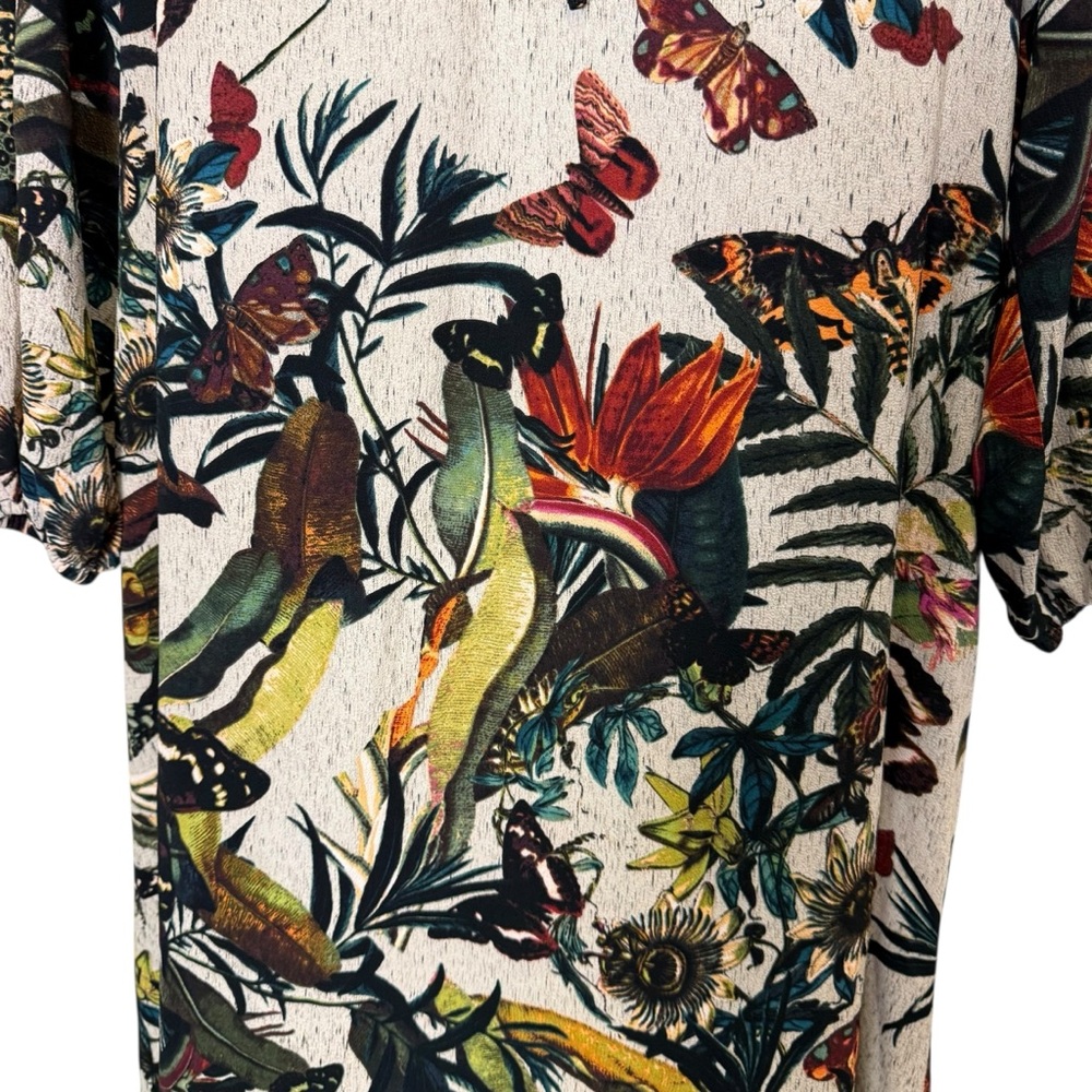 H&M Women’s Rich Multicolor Botanical Long Sleeve Midi Dress sz 4 - Picture 6 of 11